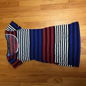 Black, blue, red, and white dress